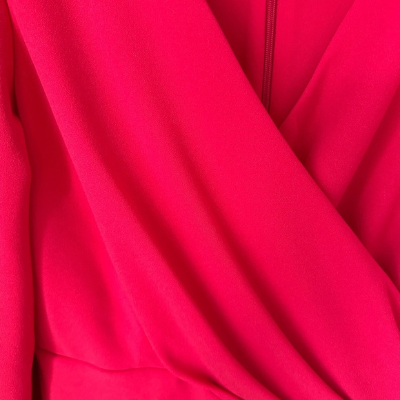 EUC Dillards Julia Jordan Ruched Wrap Dress V-Neck Pinkish Red Sz 12 Worn 1x - Picture 6 of 12